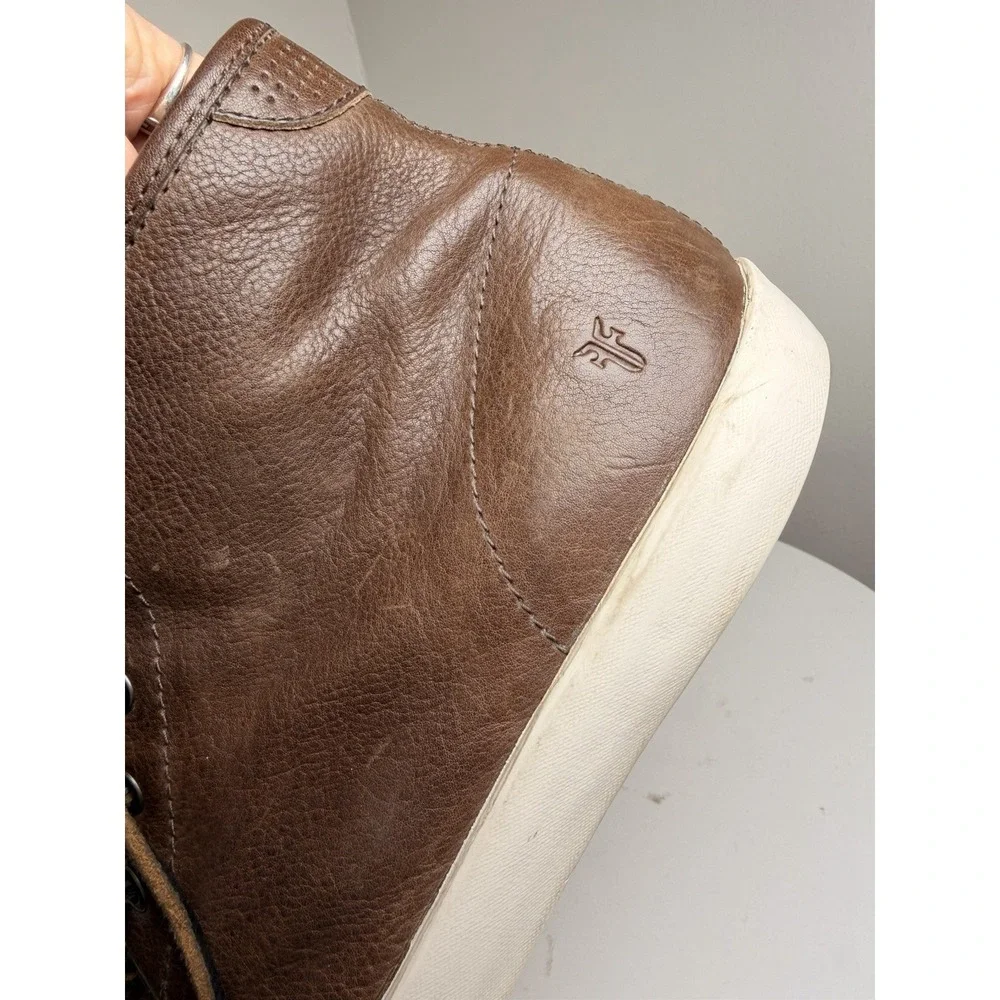 Frye Brett High Top Leather Sneakers Brown Lace Up Casual Mens 10.5 Minimalist - Picture 9 of 14